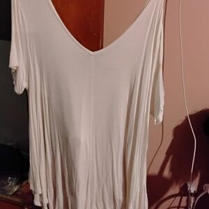 Roaman's Cream V-Neck Blouse